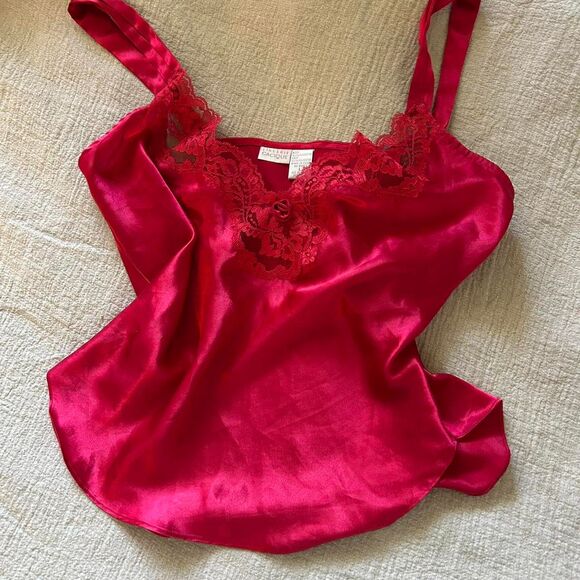 Cacique Coquette Red Lace Trimmed Cami Tank Top Satin Fairy Y2K - Picture 8 of 8